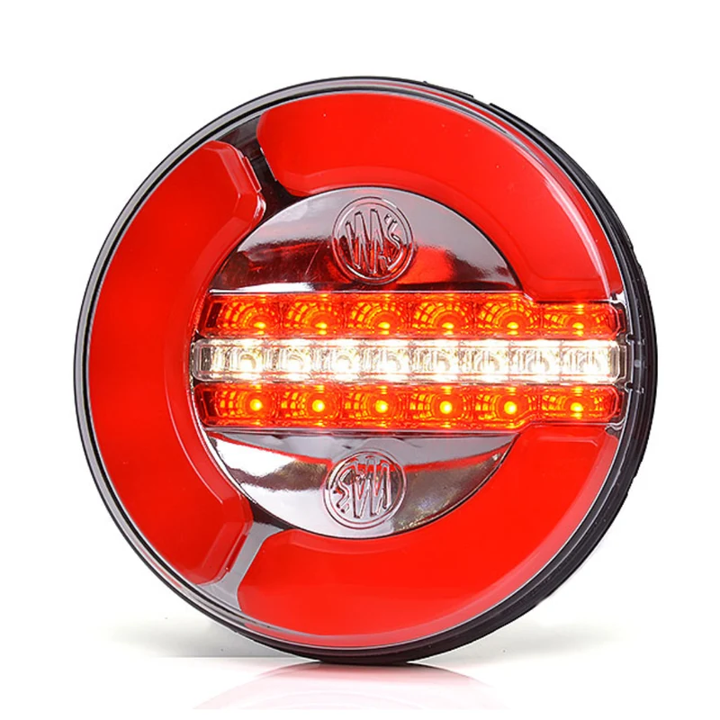 Fanale posteriore rotondo al neon WAS W154 con luci di posizione, retromarcia e fendinebbia.
