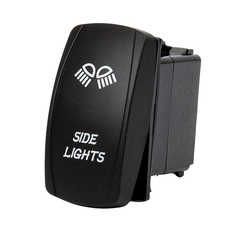 Interruttore a bilanciere rettangolare ON-OFF con LED / Luci laterali