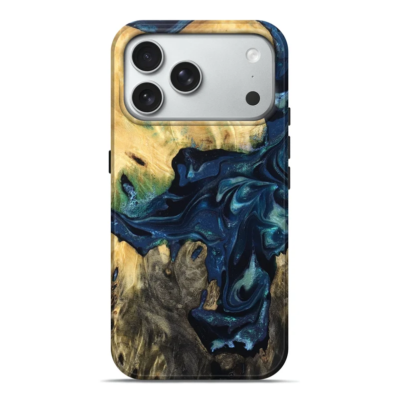 iPhone 18 Pro Max Wood Live Edge Phone Case - Dayna (Blue, 830233)