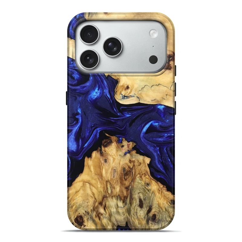 iPhone 18 Pro Max Wood Live Edge Phone Case - Conner (Blue, 830228)