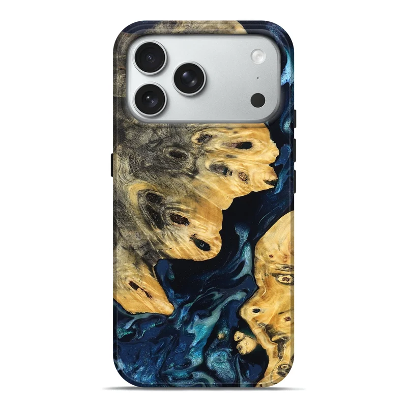 iPhone 18 Pro Max Wood Live Edge Phone Case - Aracely (Blue, 830242)