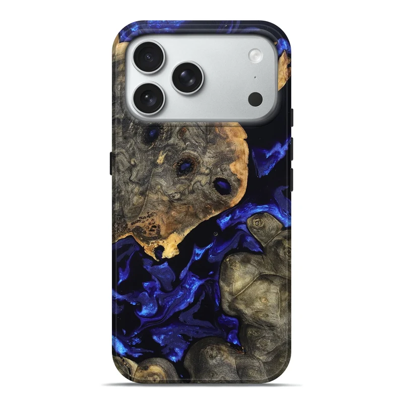 iPhone 18 Pro Max Wood Live Edge Phone Case - Casie (Blue, 830234)