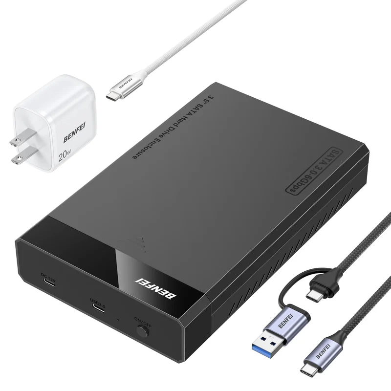 BENFEI 3.5/2.5 Inch SATA HDD/SSD Enclosure, Tool-Free Design, Supports 20TB HDD & UASP