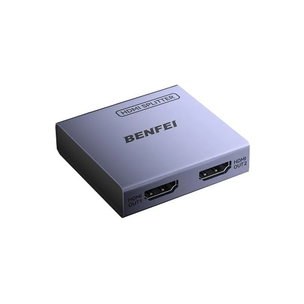BENFEI HDMI Splitter 1 in 2 Out 4K@60Hz, 1x2 HDMI 2.0 Splitter with HDR, HDCP 2.2, 18Gbps [USB-C Powered, Aluminum Case], Mirror Only for PS5 Xbox Fire Stick