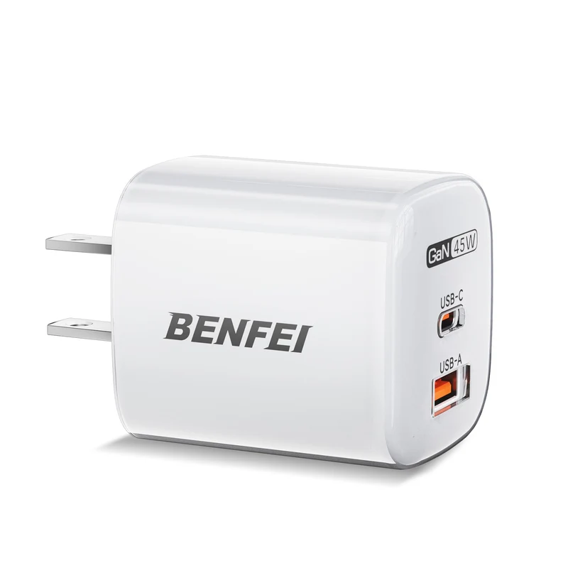 BENFEI 45W GaN USB C Fast Charger, 2-Port Two-Tone Compact Wall Charger(US plug)