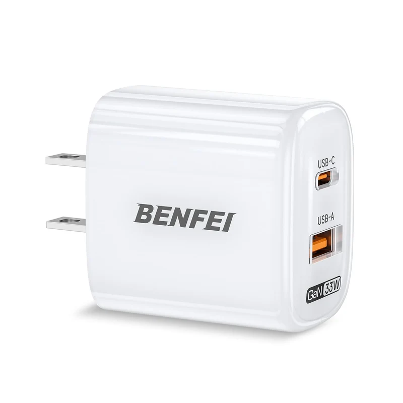 BENFEI 33W GaN USB C Fast Charger, 2-Port Two-Tone Compact Wall Charger(US plug)