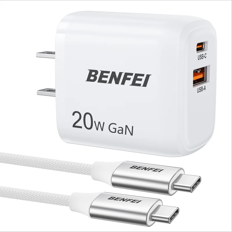BENFEI 20W Fast Charger Block with 3ft USB-C Cable(US plug)