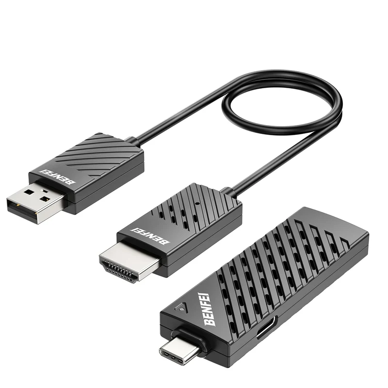 BENFEI Wireless USB C Transmitter and HDMI Receiver Kit, Supporting 1080P USB-C to HDMI Wireless Transmitter up to 98 Feet/30 Meter, 65W PD, Compatible with MacBook, iPad Pro, iMac, S23, XPS17