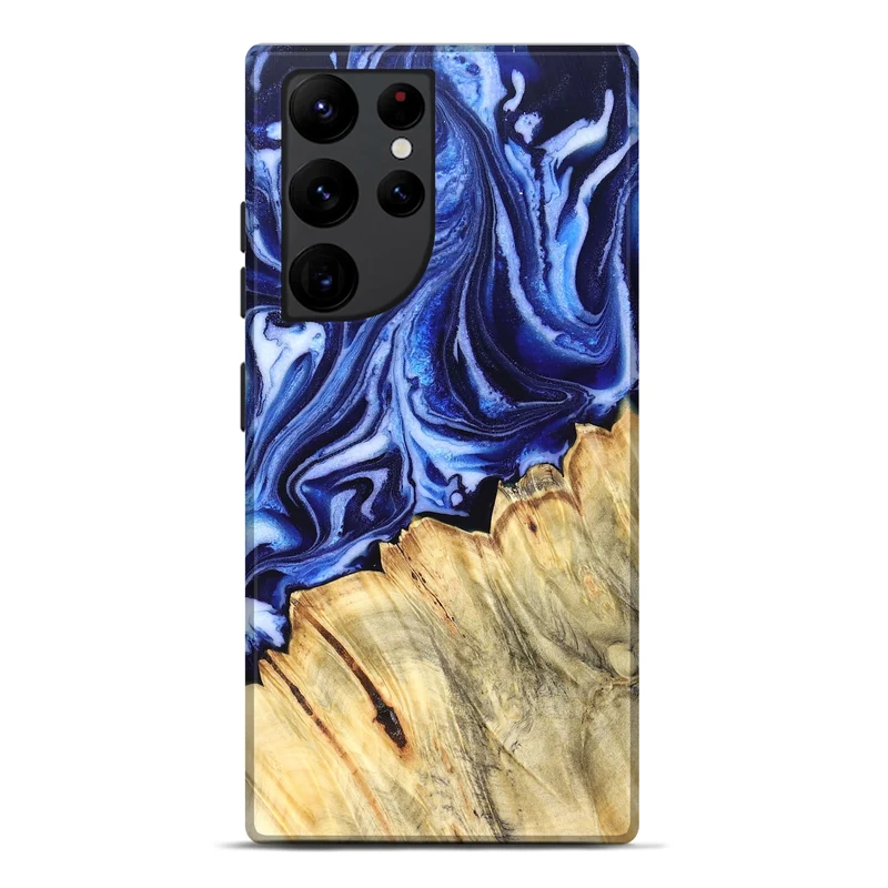 Galaxy S22 Ultra Wood Live Edge Phone Case - Coy (Blue, 830256)