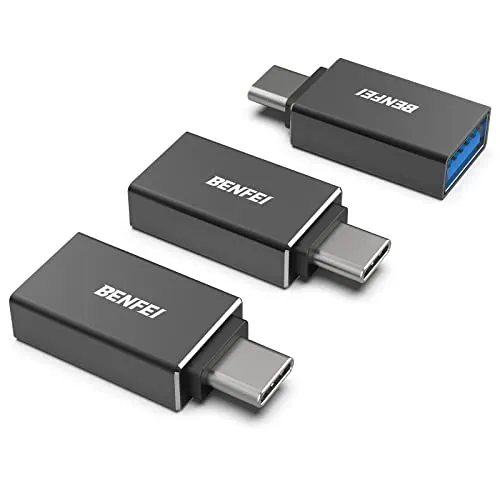 BENFEI USB C to USB 3.0 Adapter, 3 Pack USB C to One Male to Female Adapter, Compatible with MacBook 2018 2017 2016, Samsung Galaxy Note 8, Galaxy S8 S8+S9, Google Pixel, Nexus, Black 3 Paquet