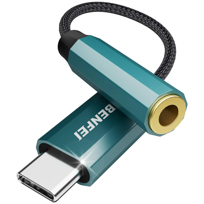 BENFEI USB C to Audio Jack Adapter with DAC chipset, USB-C to 3.5mm Female Headphone Compatible with iPhone 15 Pro Max/15 Pro/15, Samsung Galaxy S24/S23/S22/S21 Ultra, iPad Pro, Pixel 8 Grey