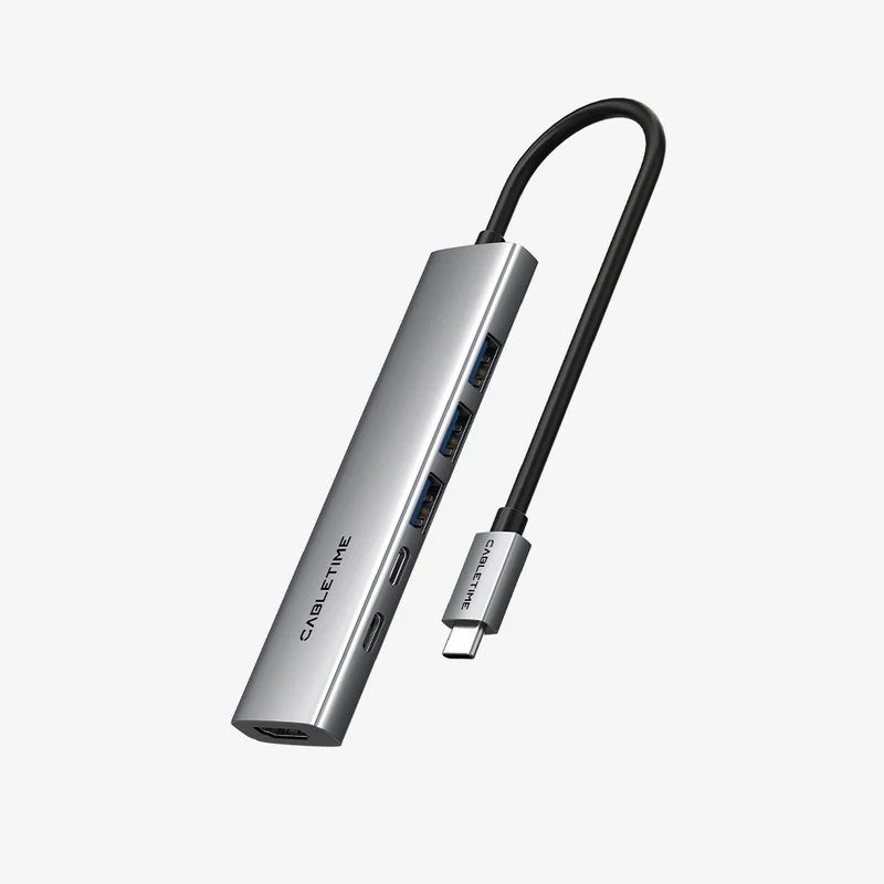 6 IN 1 USB C Hub with HDMI and 100W Power Delivery for Macbook Pro Air