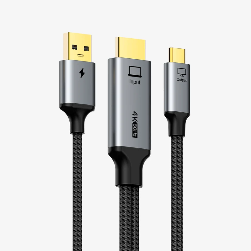 Active HDMI to USB-C Cable with USB Power | 4K 60Hz Unidirectional Adapter for Xreal Air 2, Rokid Max, RayNeo | Connects PS5, Xbox, Switch Dock to Portable Monitors