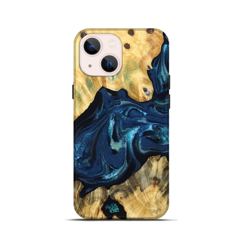 iPhone 13 mini Wood Live Edge Phone Case - Siobhan (Blue, 830244)