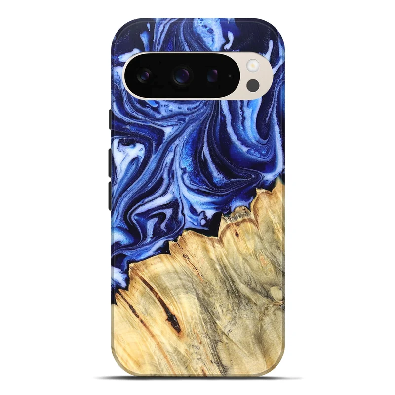 Pixel 10 Pro XL Wood Live Edge Phone Case - Coy (Blue, 830256)