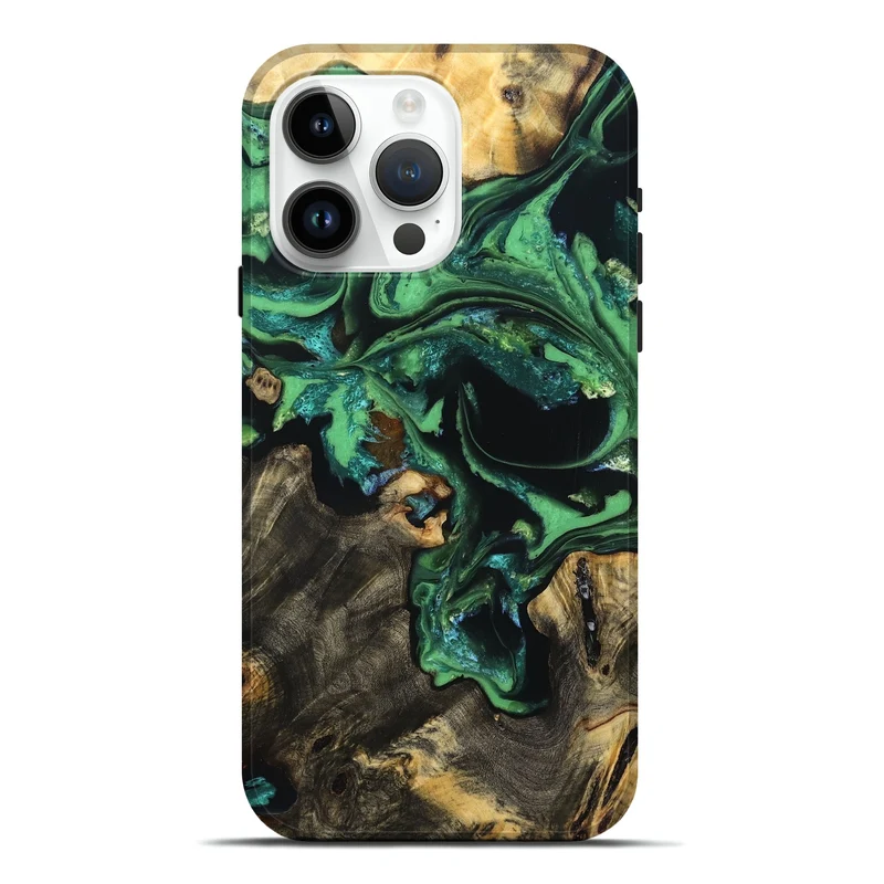 iPhone 15 Pro Max Wood Live Edge Phone Case - Aya (Green, 830250)