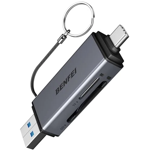 BENFEI SD Card Reader, USB C to SD Micro SD Card Memory Card Adapter Dual Slot Compatible with iPhone 15 Pro/Max, MacBook Pro/Air 2023, iPad Pro, iMac, S23, XPS 17, Surface Book 3 and More