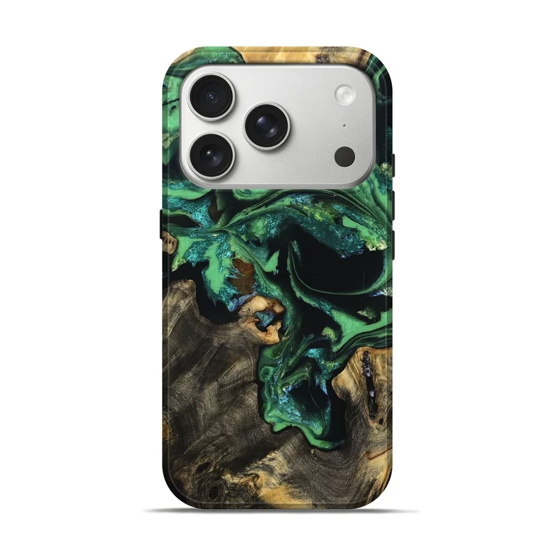 iPhone 17 Pro Wood Live Edge Phone Case - Aya (Green, 830250)