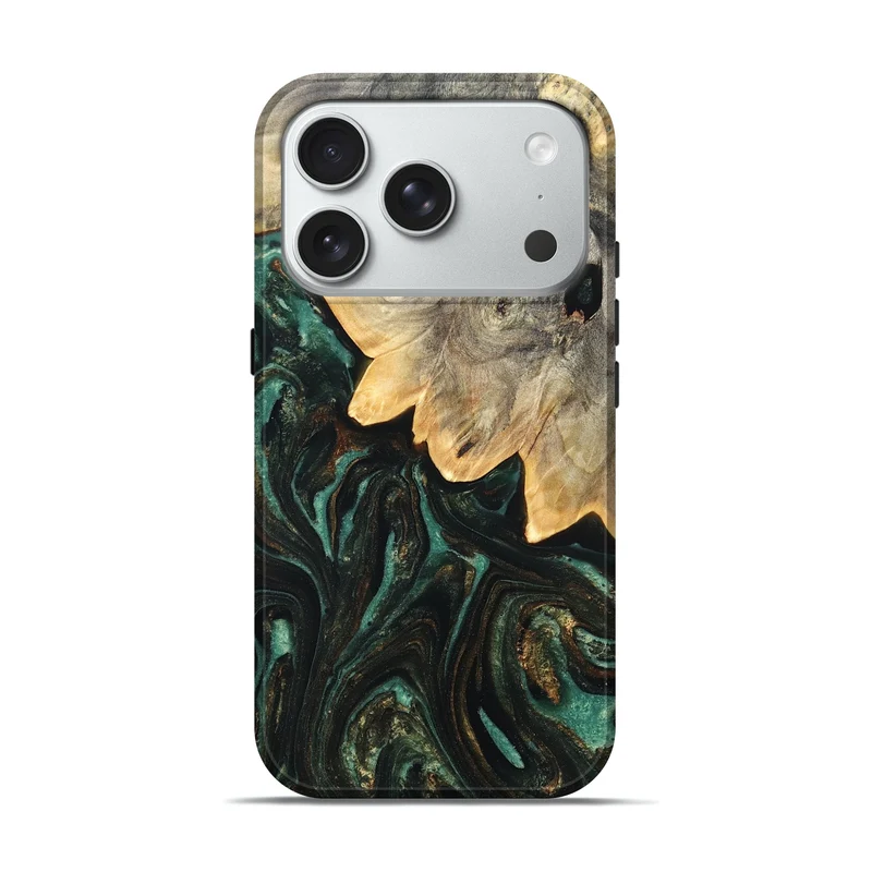 iPhone 18 Pro Wood Live Edge Phone Case - Russ (Green, 830254)