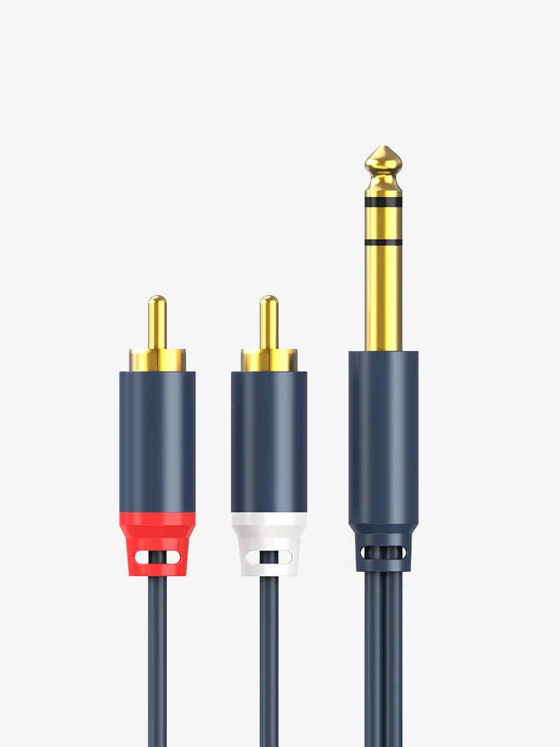 Bulk 1/4 inch (6.35mm) Stereo Jacket to Dual RCA Audio Y Cable