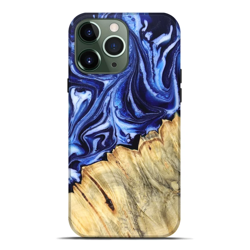 iPhone 13 Pro Max Wood Live Edge Phone Case - Coy (Blue, 830256)