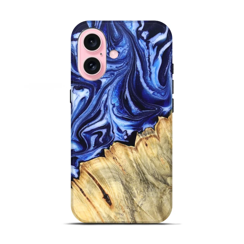 iPhone 17 Wood Live Edge Phone Case - Coy (Blue, 830256)