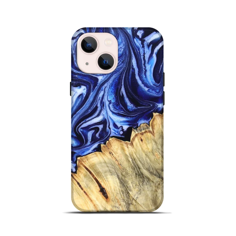 iPhone 13 mini Wood Live Edge Phone Case - Coy (Blue, 830256)