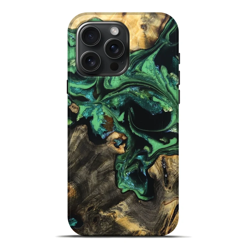 iPhone 16 Pro Max Wood Live Edge Phone Case - Aya (Green, 830250)