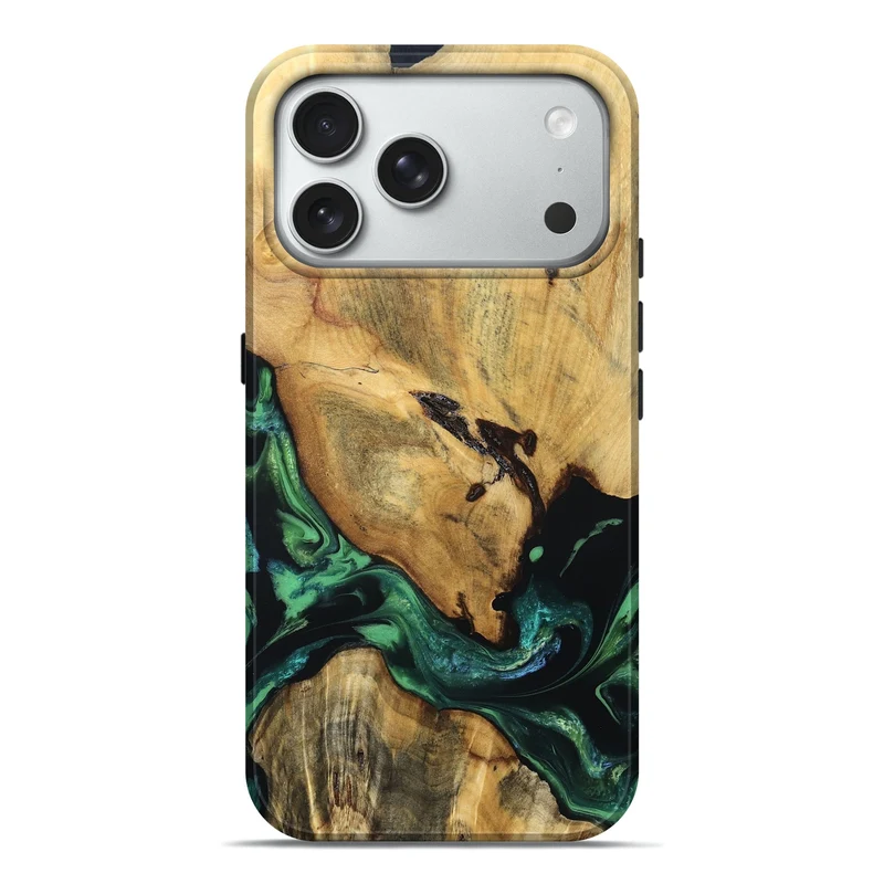iPhone 18 Pro Max Wood Live Edge Phone Case - Sariah (Green, 830251)