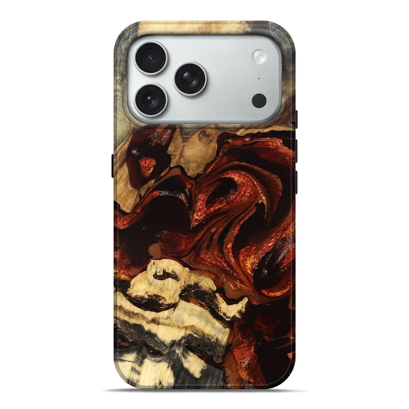 iPhone 18 Pro Max Wood Live Edge Phone Case - Tatyana (Red, 830252)