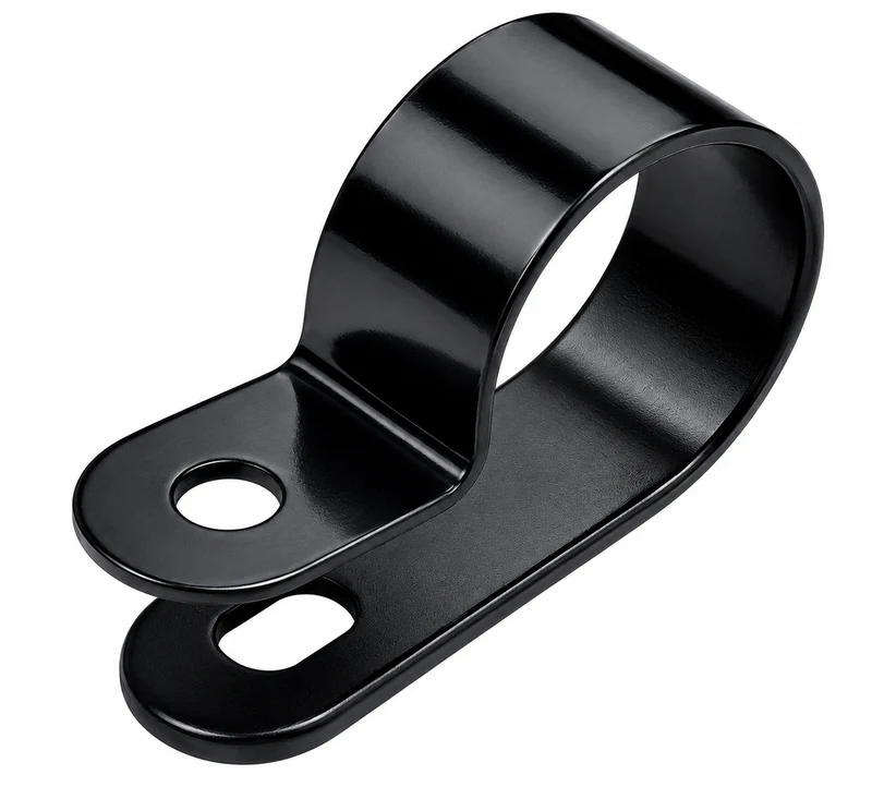 P-Clip in nylon nero / Fissaggio a vite / Confezione da 100