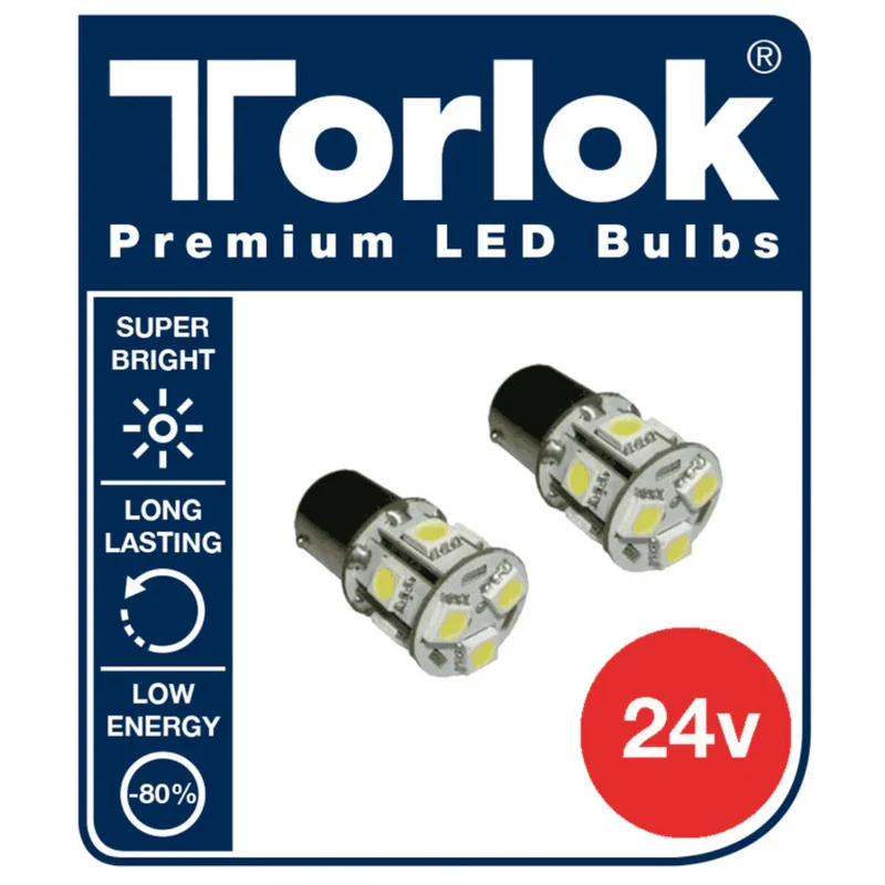 Lampadine posteriori e di arresto a LED bianche da 24 V BAY15D / Confezione da 2