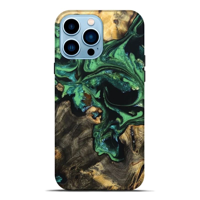 iPhone 14 Pro Max Wood Live Edge Phone Case - Aya (Green, 830250)