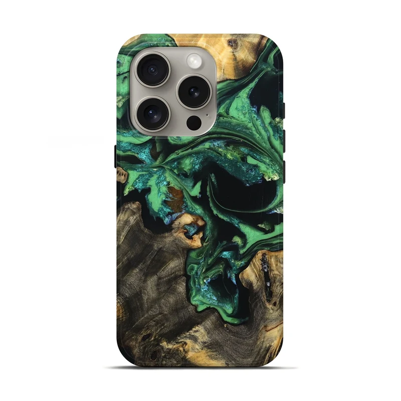 iPhone 16 Pro Wood Live Edge Phone Case - Aya (Green, 830250)