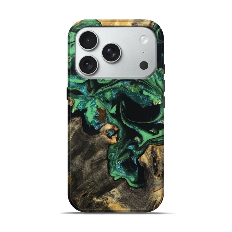 iPhone 18 Pro Wood Live Edge Phone Case - Aya (Green, 830250)