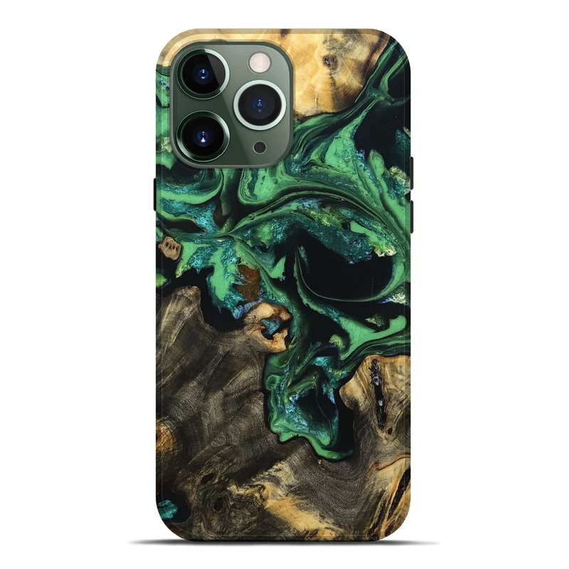 iPhone 13 Pro Max Wood Live Edge Phone Case - Aya (Green, 830250)