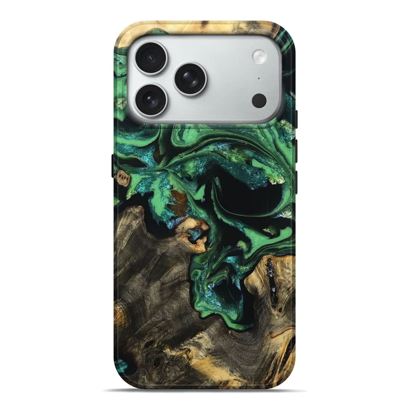 iPhone 18 Pro Max Wood Live Edge Phone Case - Aya (Green, 830250)
