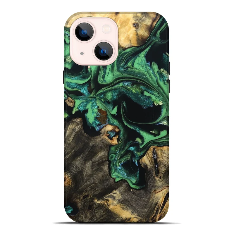iPhone 14 Plus Wood Live Edge Phone Case - Aya (Green, 830250)