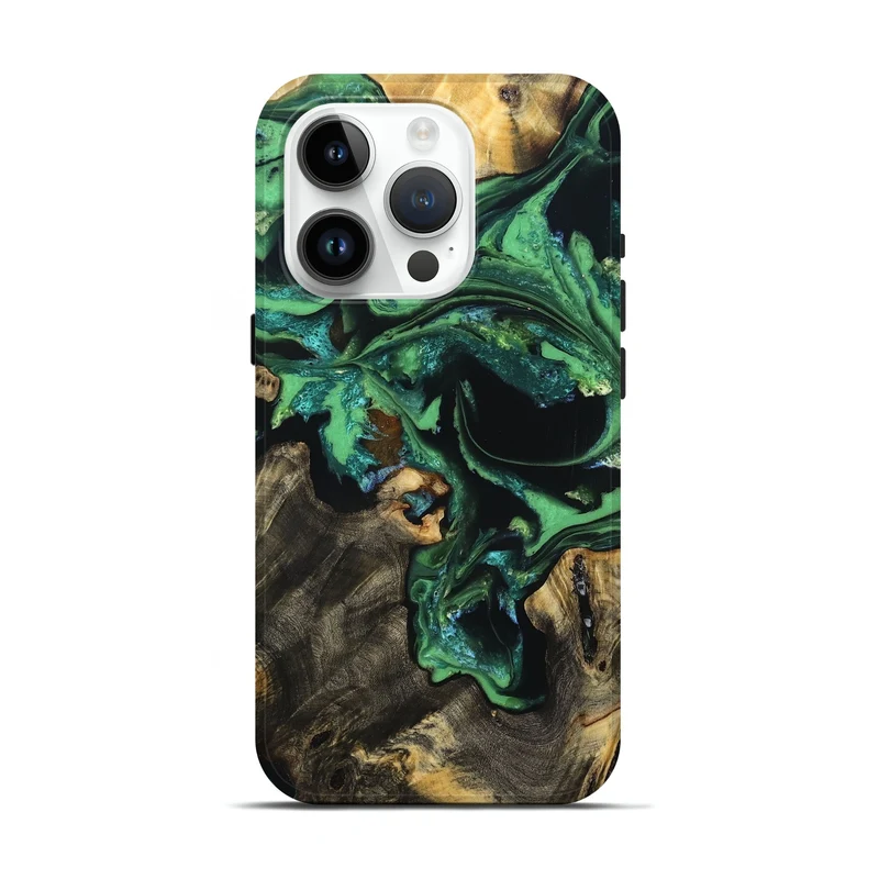 iPhone 15 Pro Wood Live Edge Phone Case - Aya (Green, 830250)