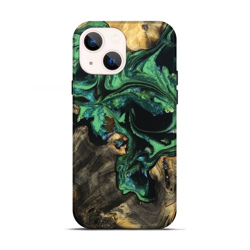 iPhone 13 Wood Live Edge Phone Case - Aya (Green, 830250)