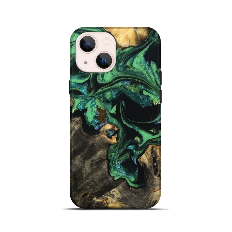 iPhone 13 mini Wood Live Edge Phone Case - Aya (Green, 830250)