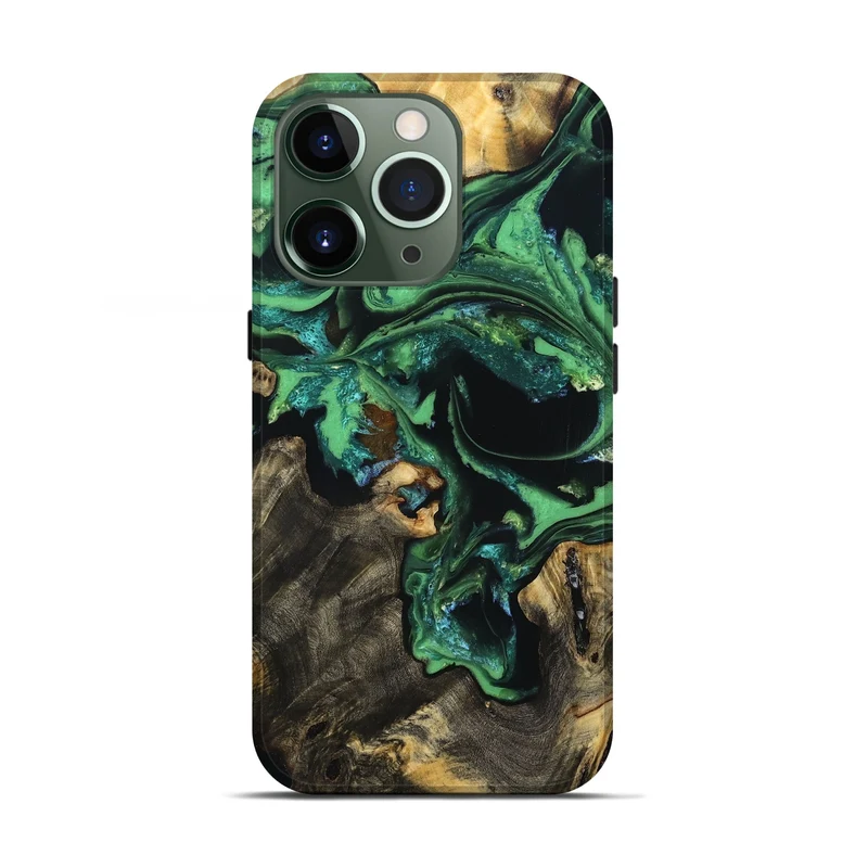iPhone 13 Pro Wood Live Edge Phone Case - Aya (Green, 830250)