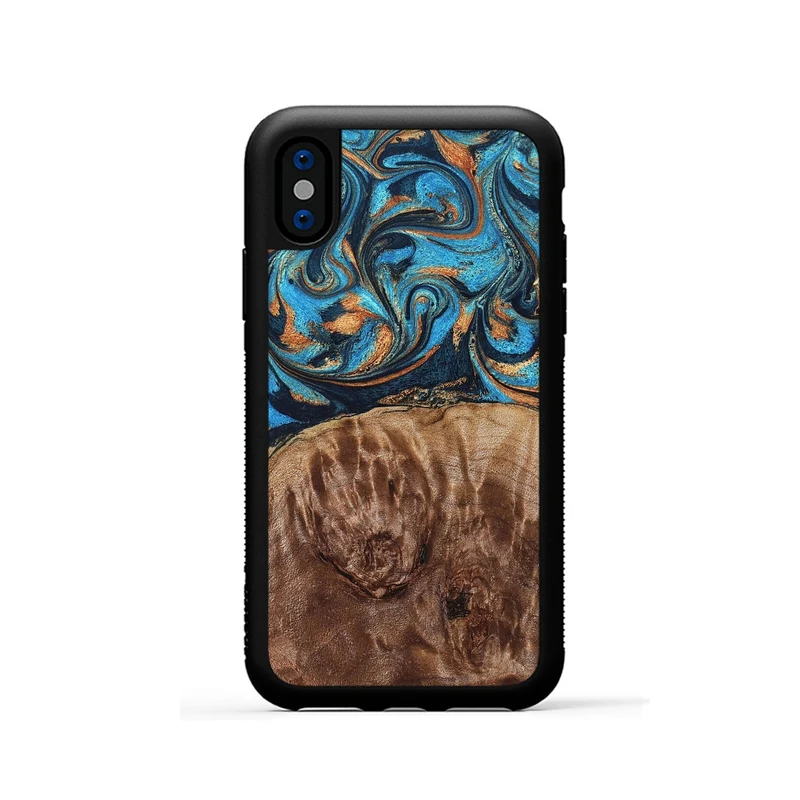 iPhone Xs Wood Phone Case - Nautica (Teal & Gold, 829996)