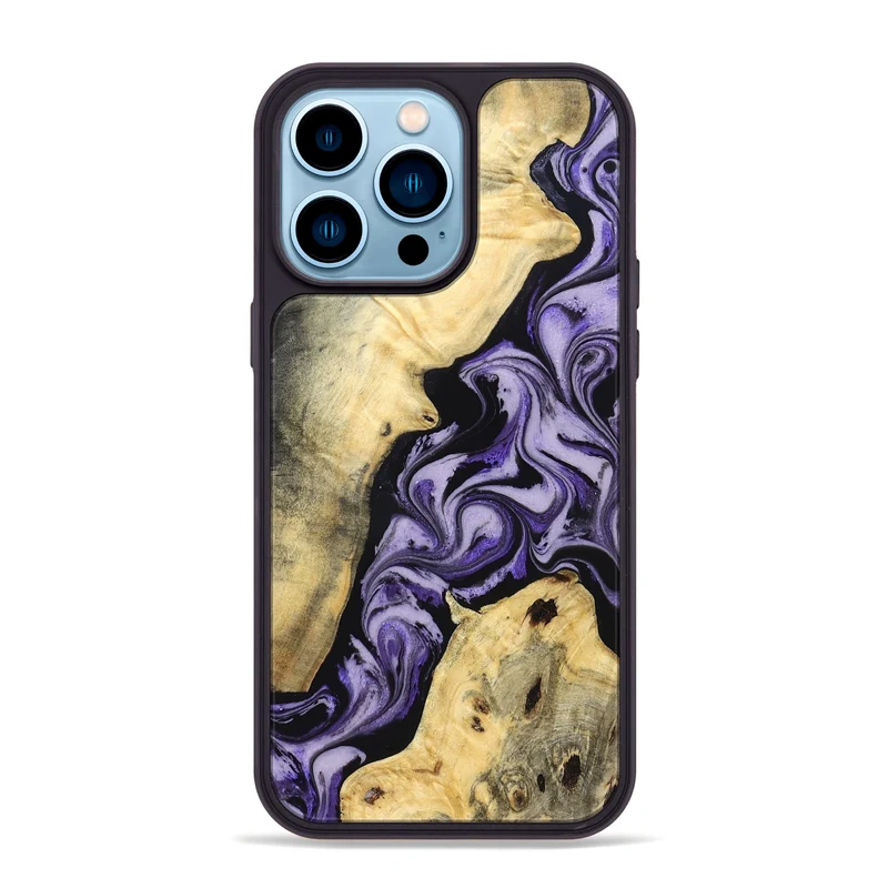 iPhone 14 Pro Max Wood Phone Case - Sharon (Purple, 830016)