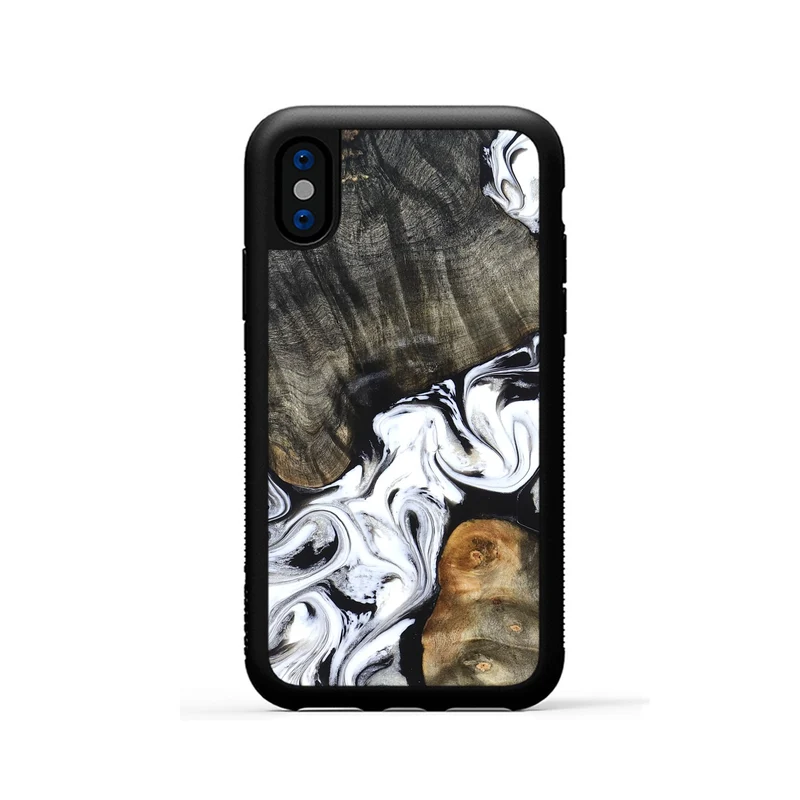 iPhone Xs Wood Phone Case - Deidre (Black & White, 829735)