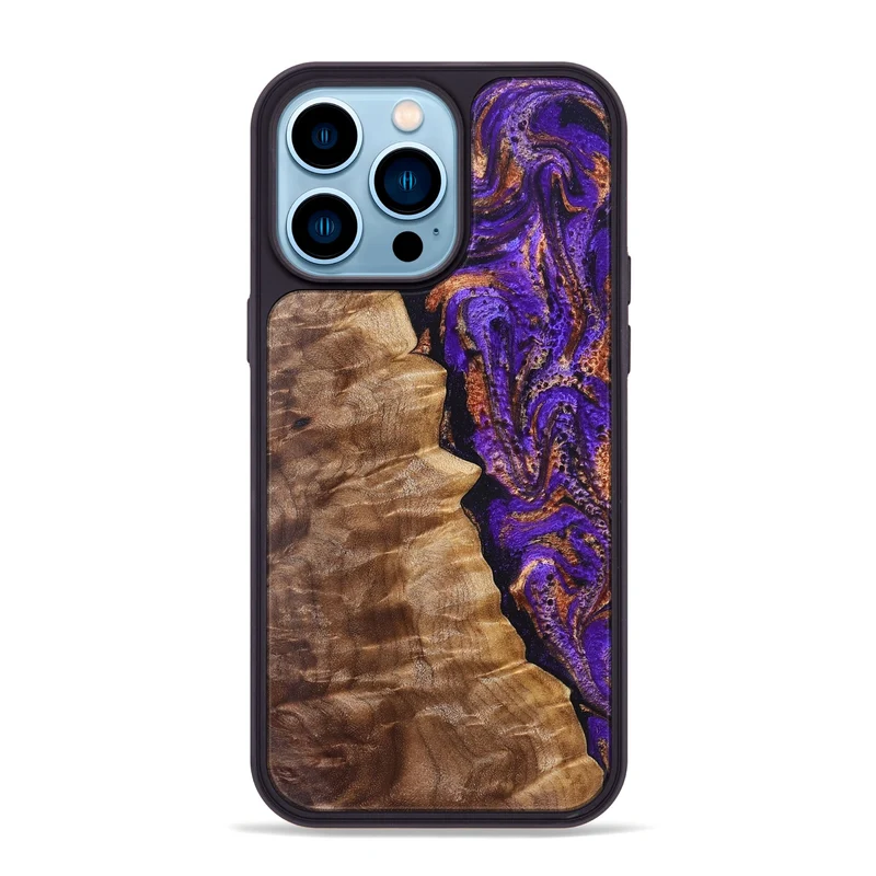 iPhone 14 Pro Max Wood Phone Case - Leanna (Purple, 829732)