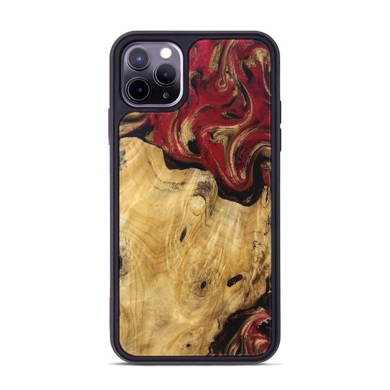 iPhone 11 Pro Max Wood Phone Case - Mina (Red, 829714)