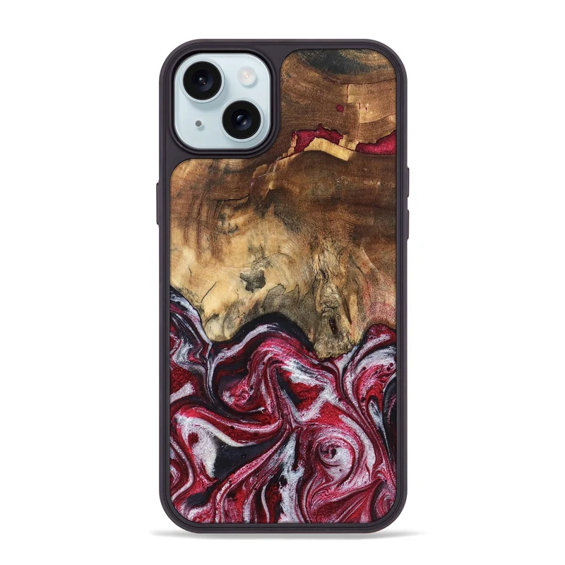 iPhone 15 Plus Wood Phone Case - Chaya (Red, 829722)