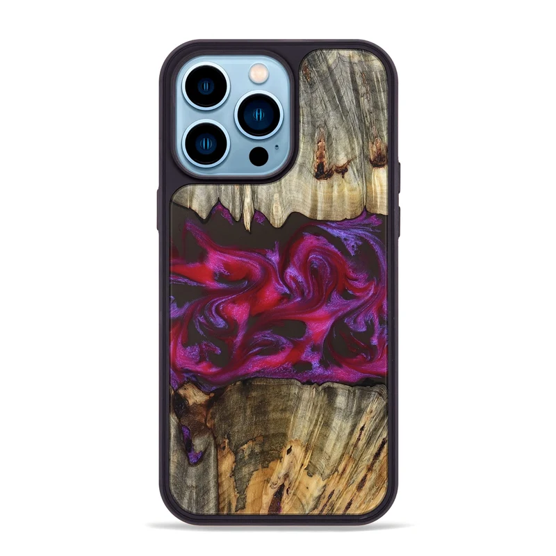 iPhone 14 Pro Max Wood Phone Case - Jaylen (Red, 829716)