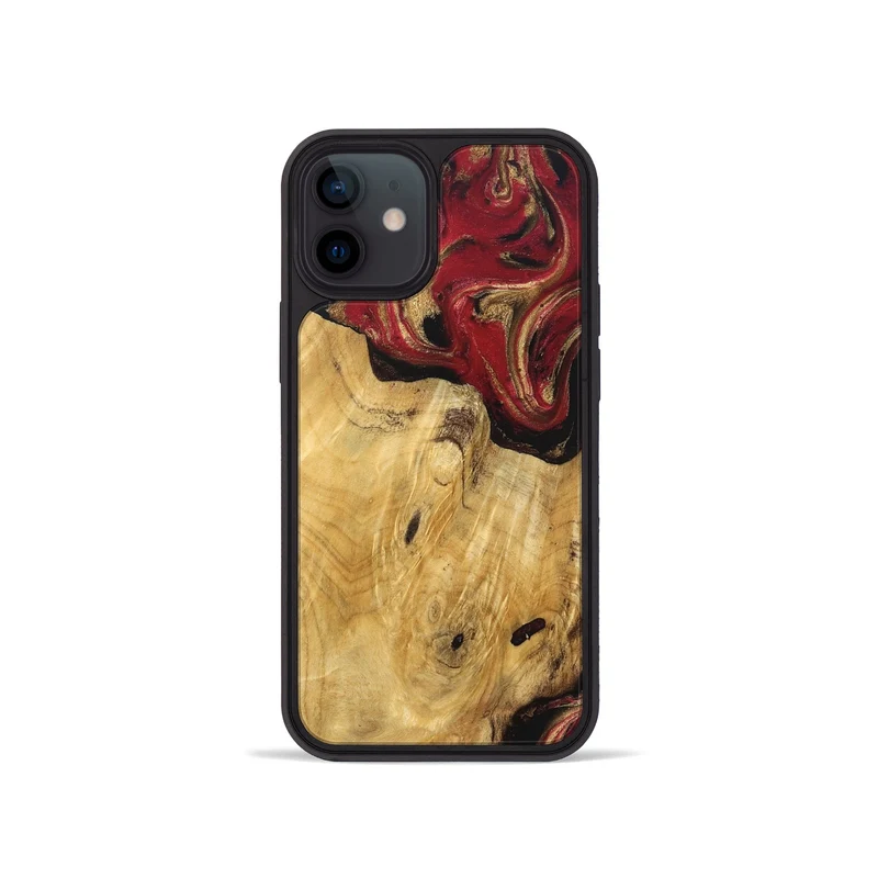iPhone 12 mini Wood Phone Case - Mina (Red, 829714)